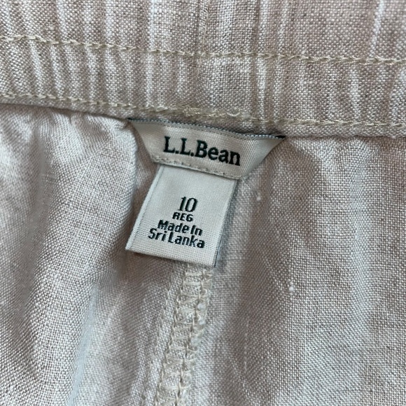L.L. Bean Premium Linen Breezy Pull On Pant Tan Khaki Washable Size 10 - Picture 3 of 9